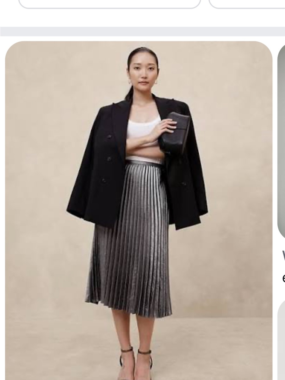 Banana Republic Factory Silver Metallic Pleated Midi Skirt